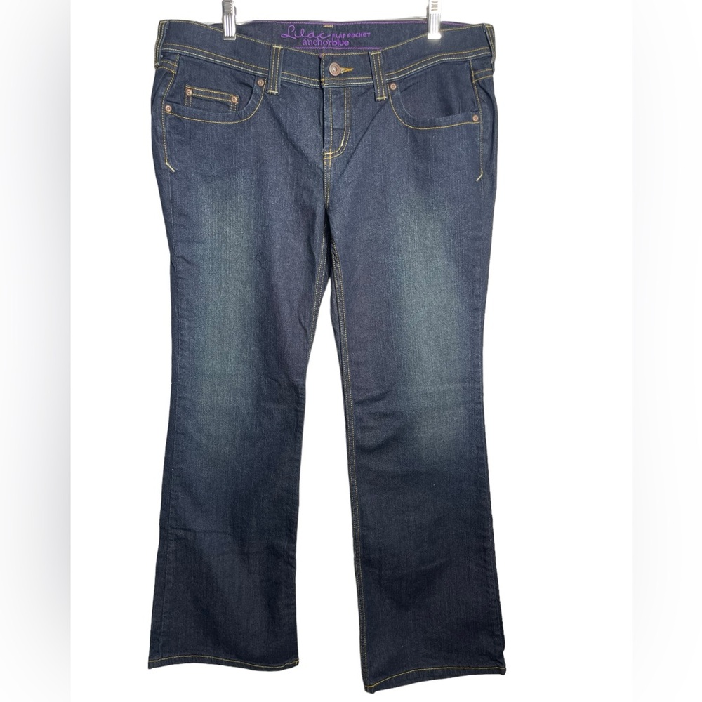 Lilac Flap Pocket Anchor‎ Blue size 15  dark wash mid rise boot-cut jeans